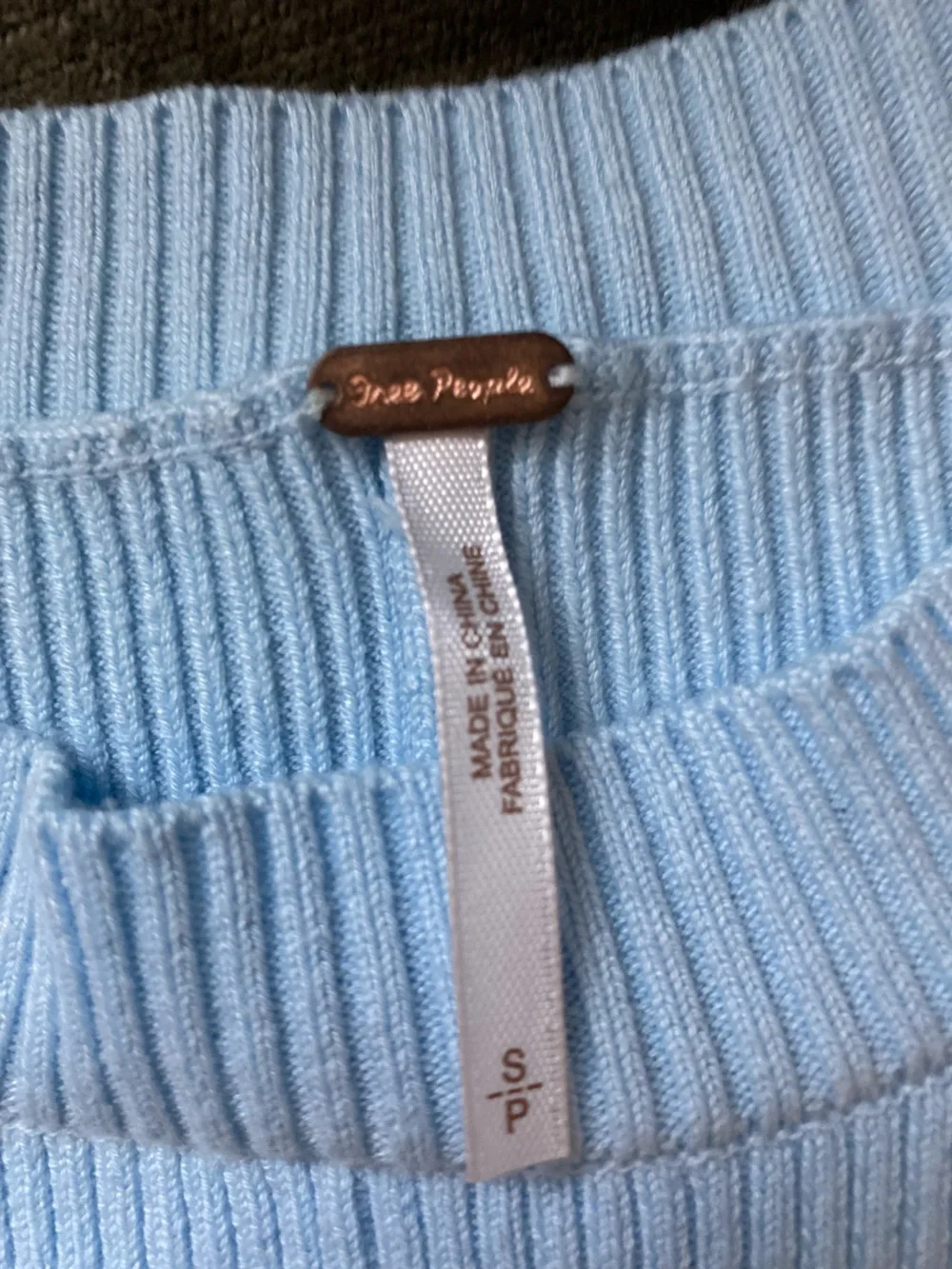 Free People Sky Blue Ribbed Knit Top